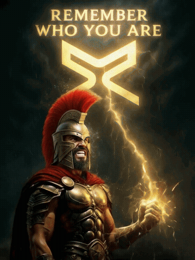 Remember Who You Are Spartan Holding Lightning Bolt GIF