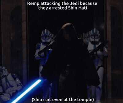Remp Attacking Jedi Over Shin Hati GIF