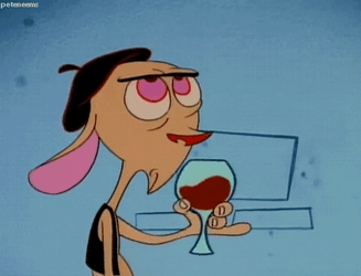 Ren And Stimpy Saw Drinking Red Wine GIF