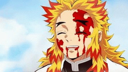 Rengoku Death Blood Stain On Face GIF