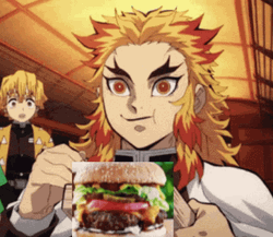 Rengoku Eating Burger