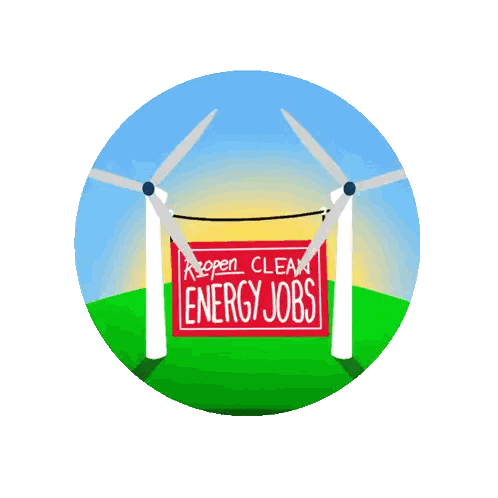 Reopen Clean Energy Jobs Sign Sticker