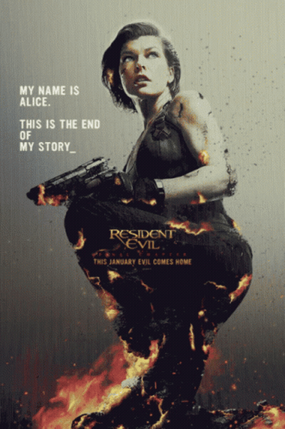 Resident Evil Movie Poster Woman With Gun GIF