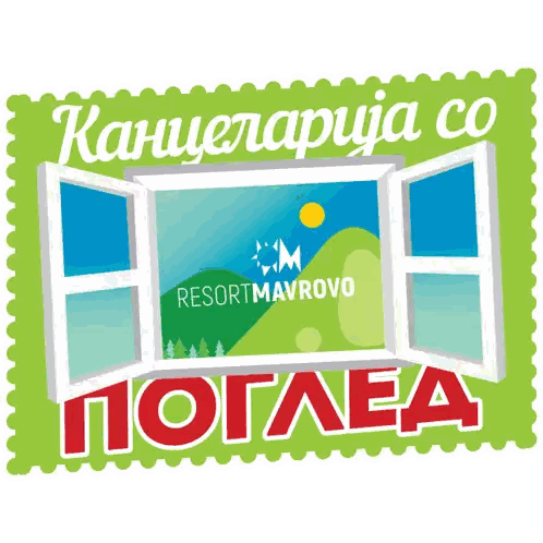 Resort Mavrovo Stamp With Mountain Window Sticker