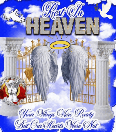 Rest In Heaven Poster With Angel Wings GIF