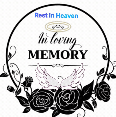 Rest In Heaven Sign With Roses And Wings GIF
