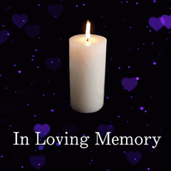 Rest In Peace In Loving Memory Candle Purple Hearts