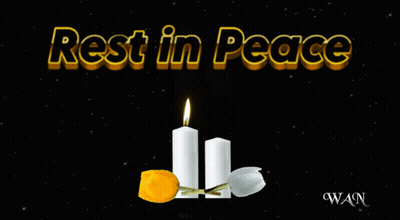 Rest In Peace Sign With Two Candles And Flower GIF