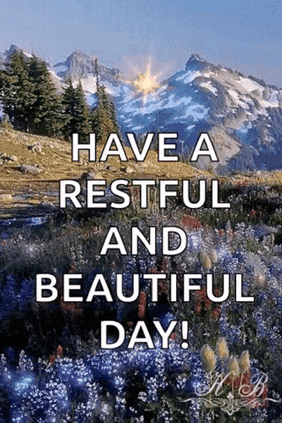 Restful Day Mountains And Flowers GIF