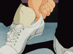 Retro Anime Putting On Shoes GIF