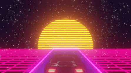 Retro Synthwave Cityscape Neon Sun GIF