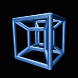 Revolving Blue Tesseract 3D GIF