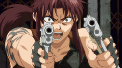 Revy Angry Two Hands Shooting Anime GIF