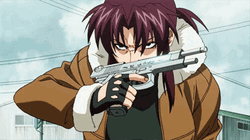 Revy Anime Smirk Gun Magazine Throw GIF