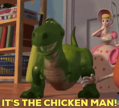 Rex From Toy Story Is Standing On A Wooden Floor Next To A Toy Doll . GIF