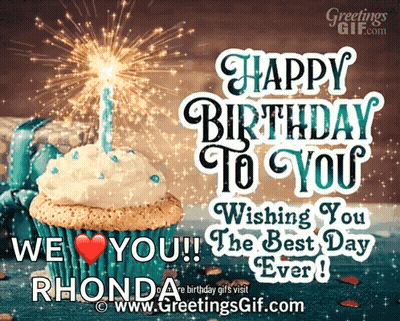 Rhonda Birthday Card With Cupcake GIF