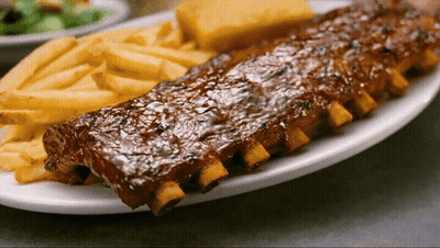 Ribs And French Fries With Cornbread GIF
