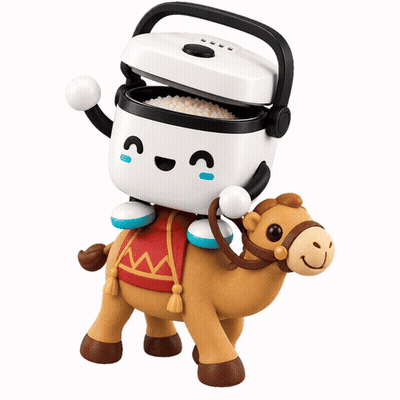 Rice Cooker Figurine On A Camel GIF