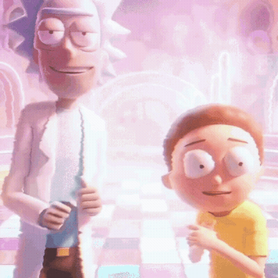 Rick And Morty Are Standing Next To Each Other In A Cartoon GIF