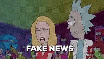 Rick And Morty Are Talking To Each Other In A Cartoon And They Are Talking About Fake News . GIF