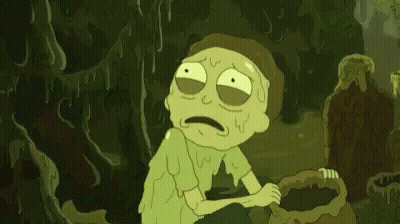 Rick And Morty Character With Bucket In Swamp GIF