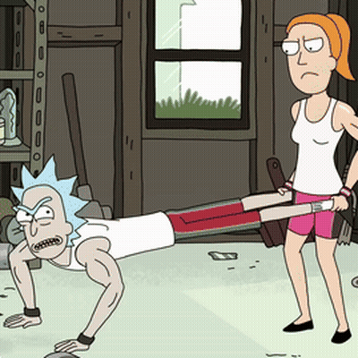Rick And Morty Doing Push Ups Woman Watching GIF