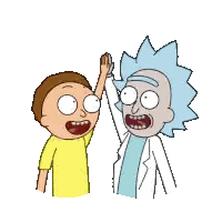 Rick And Morty From Rick And Morty Are Giving Each Other A High Five Sticker