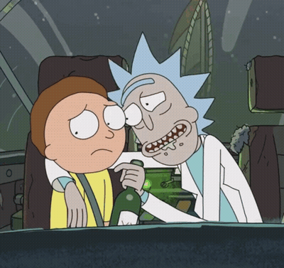 Rick And Morty From Rick And Morty Are Sitting In A Car GIF