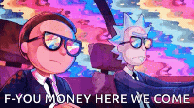 Rick And Morty From Rick And Morty Are Sitting In A Car And Talking About Money . GIF