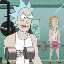 Rick And Morty Lifting Weights In Gym GIF