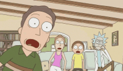 Rick And Morty Shocked In Living Room GIF