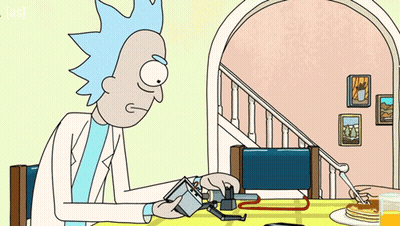 Rick And Morty Sitting At Table With Pancakes GIF