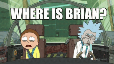 Rick And Morty Sitting In A Car With The Words " Where Is Brian " GIF