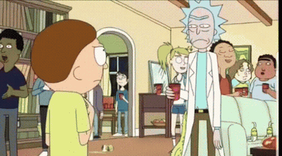 Rick And Morty Talking In Living Room GIF