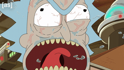 Rick From Rick And Morty Crying With Mouth Open GIF