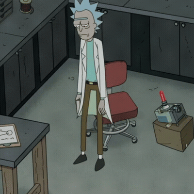 Rick From Rick And Morty Next To Red Chair GIF