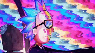 Rick From Rick And Morty Sitting In Front Of A Computer Screen GIF