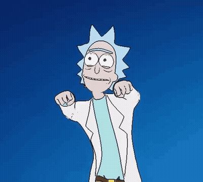 Rick From Rick And Morty Standing In Front Of Blue Background GIF