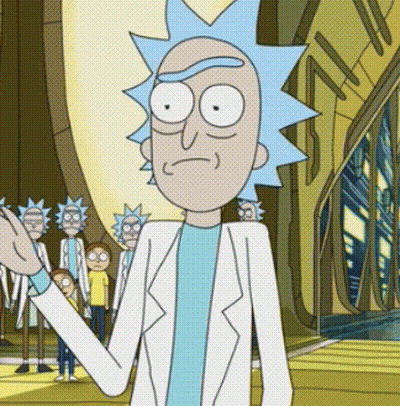 Rick From Rick And Morty Standing With Group GIF