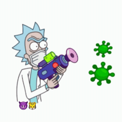 Rick From Rick And Morty Wearing Mask Holding Gun GIF