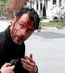 Rick Grimes Walking Dead With Bloody Face