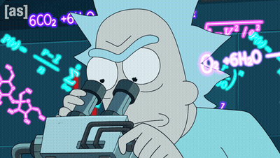 Rick Looking Through Microscope Saying As GIF