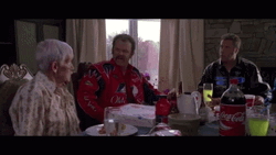 Ricky Bobby Cal Naughton Having Dinner GIF