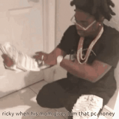 Ricky Kneeling For PC Money GIF