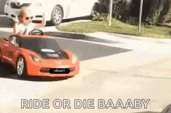 Ride Or Die Baby On Toy Car GIF