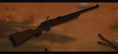 Rifle Laying On Ground With Rock GIF