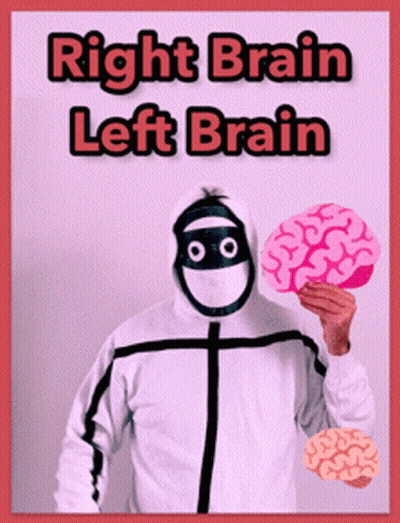 Right Brain Left Brain Poster Man In Mask Holding Brain GIF