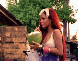 Rihanna Drinking Coconut Juice