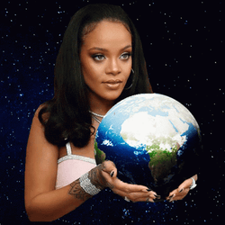 Rihanna Holding Earth Spinning GIF
