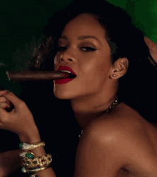 Rihanna Smoking Cigar GIF